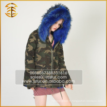 Army Green Best Quality Genuine Raccoon Jacket Long Fur Parka